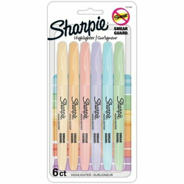 Newell Brands Highlighter, Chisel Point, Nontoxic, Pastel Assorted, 6PK SAN2157486
